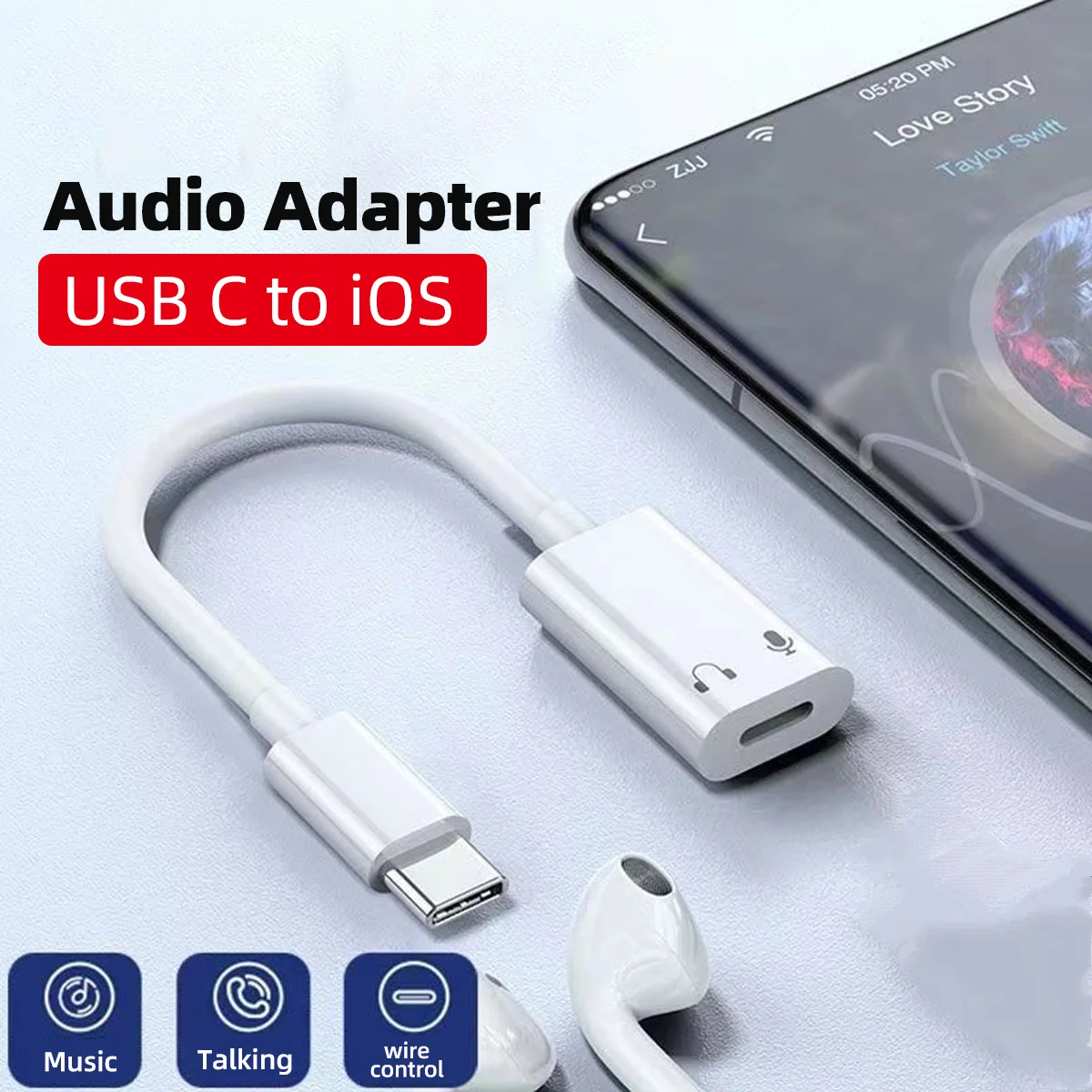 USB C to Lightning Headphone Audio Adapter Cable