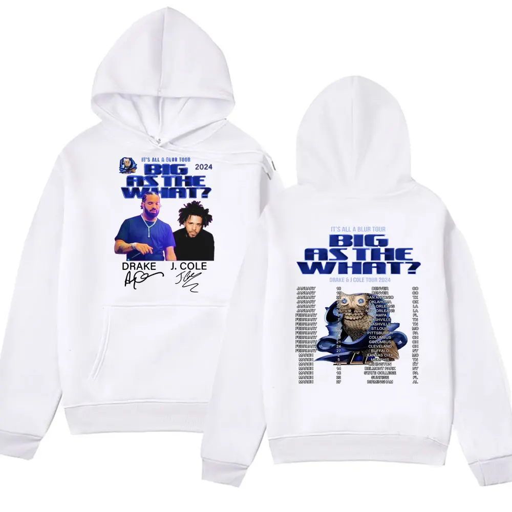 Rapper Drake J Cole Big As The What Tour Graphic Hoodies Men's Hip Hop Drake J Cole Vintage Hooded Sweatshirts Fashion Hoodie