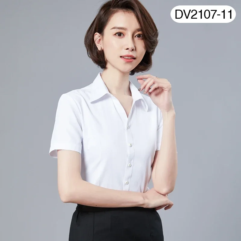 여성용 여름 반팔 셔츠, 슬림핏 포멀 플레인 셔츠, 부드러운 비즈니스 사무실 엘레한트 의류, 무료 배송 아이템 탑