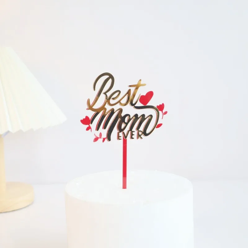 BETESSIN Muttertag Cake Topper Set - 6-teilige Glitzer-Deko Aus Papier In Roségold