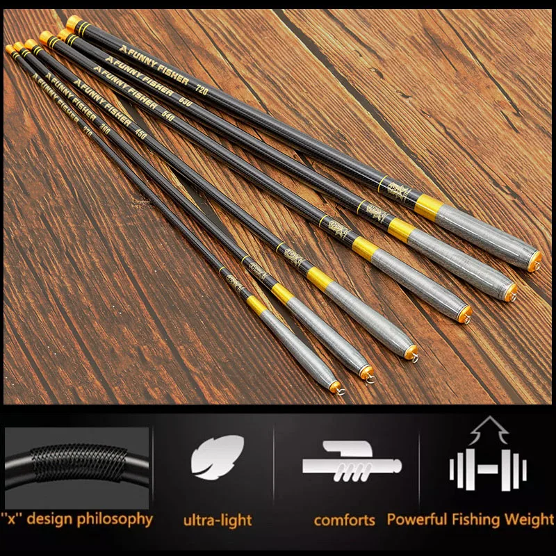 Cheap Golden Fishing Rod Set Telescopic Carbon Fiber Fishing Rods