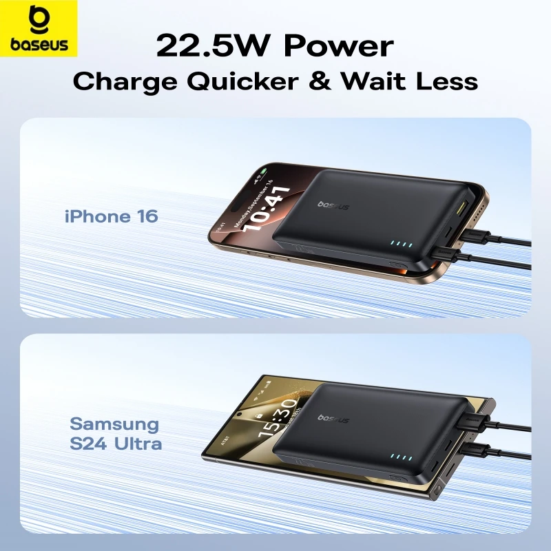 Baseus 22.5W Power Bank 10000mAh Portable Charger PowerBank QC PD Fast Charging External Battery For iPhone 16 15 Samsung Xiaomi 3