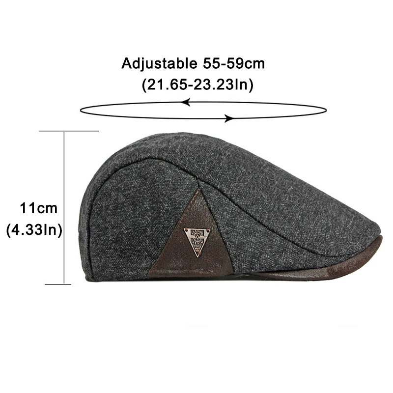 Beret Hat Newsboy Cap Newsboy Hat Woolen Beret Fashion Autumn Beret Hat Men Retro Newsboy Ivy Flat Cap Herringbone Duckbill Hat Painter Adjustable Gatsby Driving Cabbie Cap