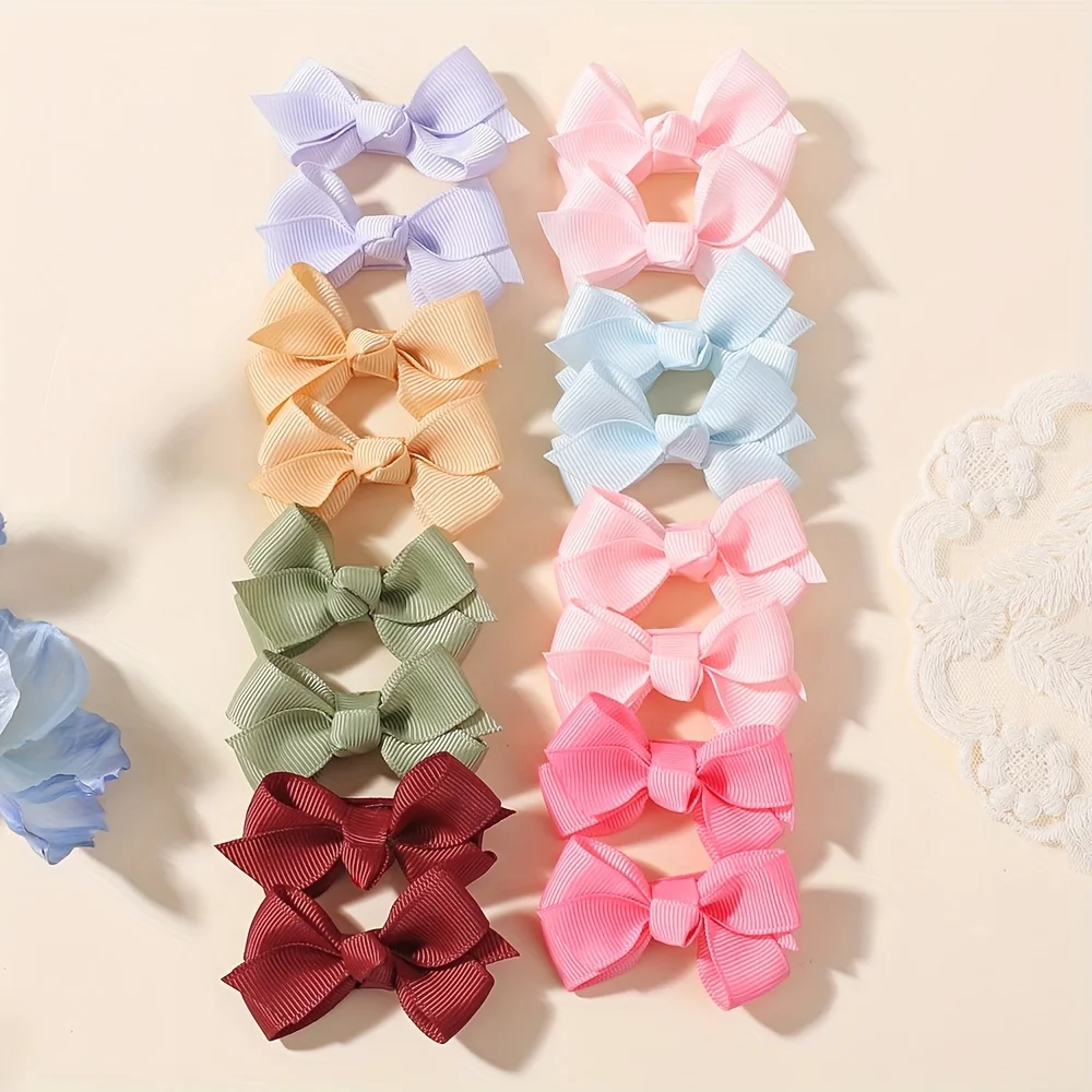 16 teile/satz Nette Bunte Band Haar Bögen Clips für Baby Mädchen Handgemachte Bowknot Haarnadel Barrettes Headwear Haar Zubehör – Detail 4