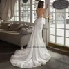 Mermaid Wedding Dress Sexy Deep V Neck See Through Back Buttons Lace Applique Glitter Tulle Trumpet Bridal Gown Robe De Mariage 2