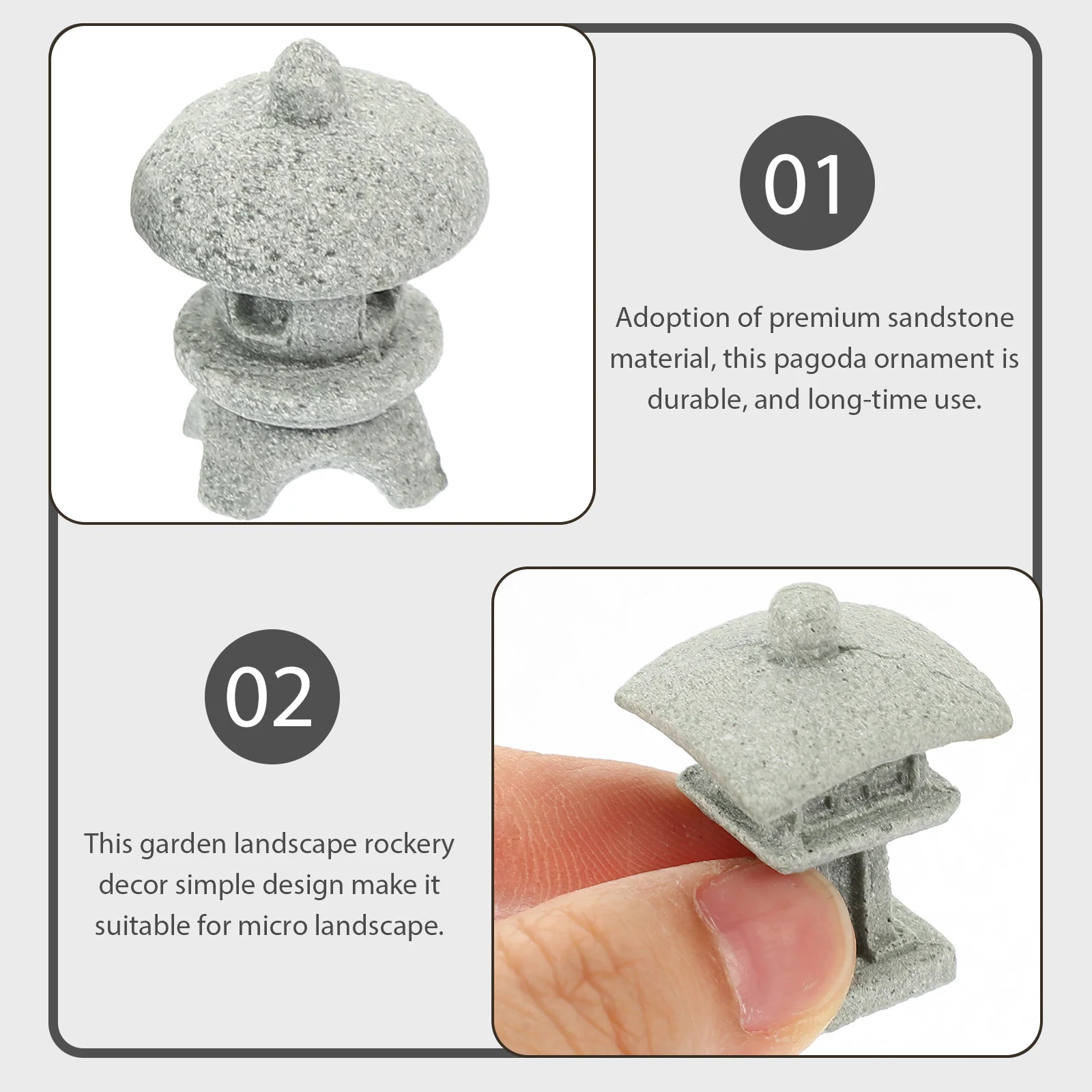 4 Pcs Zen Garden Decor Mini Ornaments Pagoda Statue Gardening Sand Table Sandstone