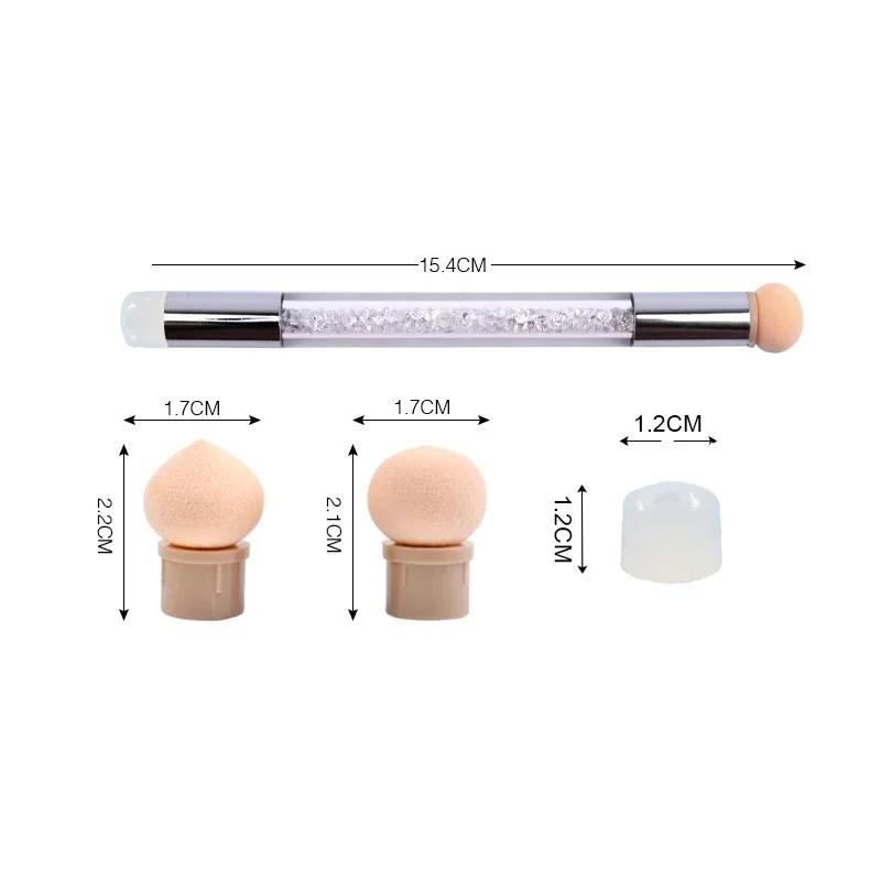 Nail Art Shading Pen Silicone Stamper Kits with 3 Sponge Head 1 Silicone Stamping PUFF Manicure Set NAB042B 3