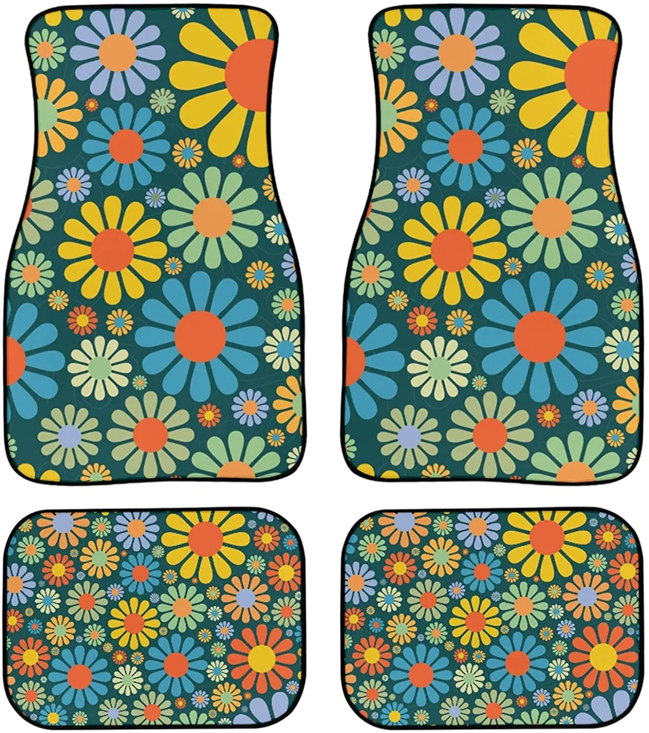 

PZZ пляжные абстрактные Коврики для пола в стиле хиппи с цветами для женщин и мужчин полный комплект автомобильные аксессуары красочные цветочные универсальные подходит для 4 штук