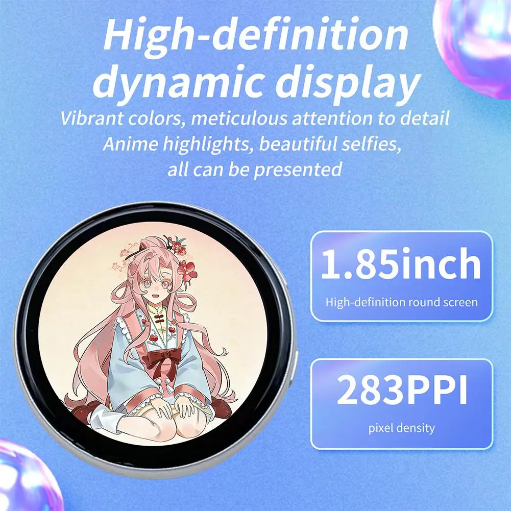 E-배지용 1.85인치 전자 스마트 HD 라운드 터치 스크린 다이나믹 디스플레이 블루투스 즉시 이미지 공유 배지(애니메이션 J8F4용)