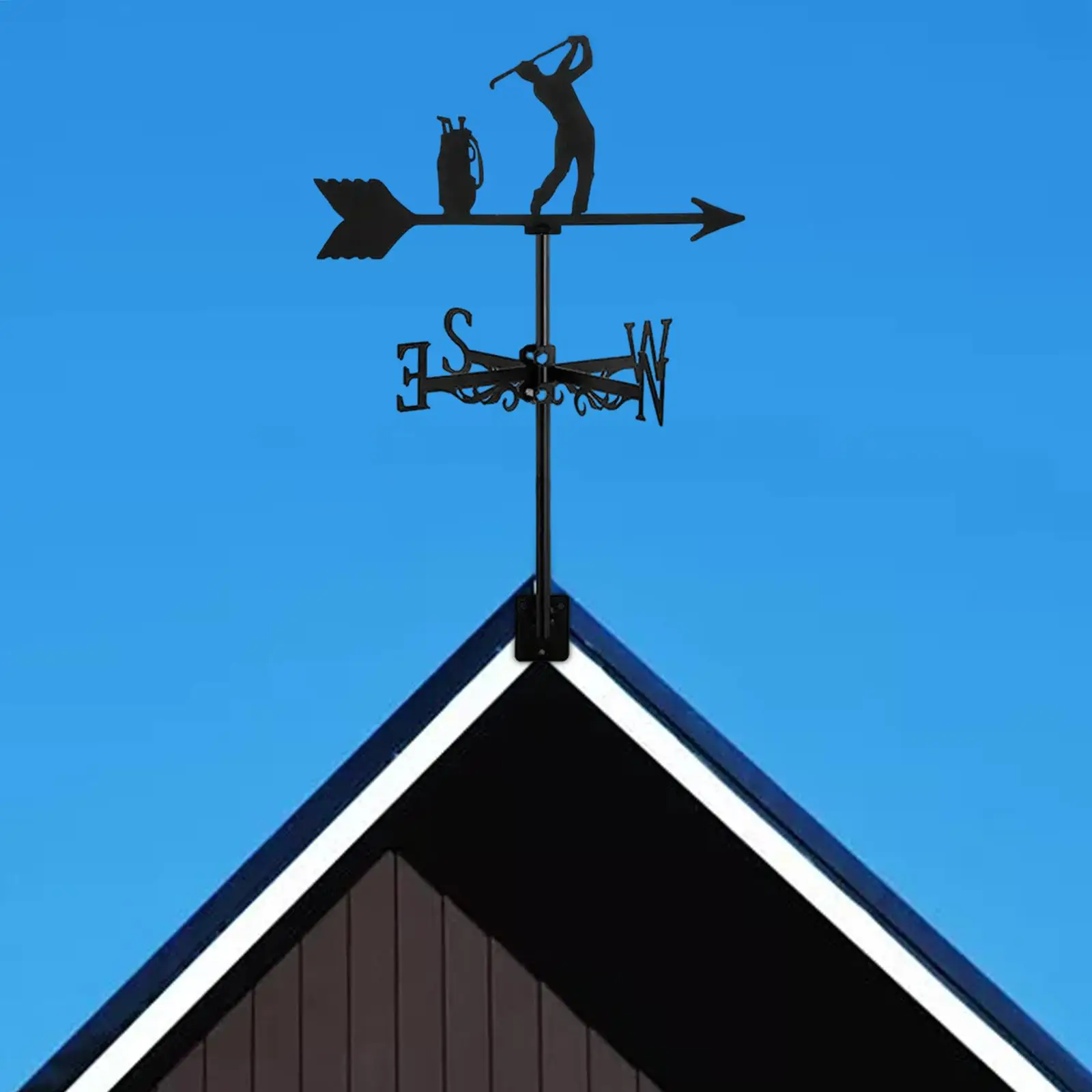 Golf Farm Scene Classic Style Wrought Iron Wind Direction Indicator Weather Vane for Cottage Farmhouse Garage Courtyard Decor