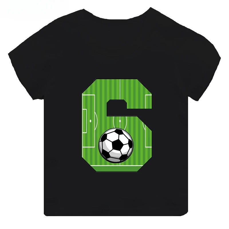 thumbnail image 1 of Camiseta de algodón con estampado de números de fútbol para niños y niñas, divertida camiseta de dibujos animados para cumpleaños de 1, 2, 3, 4, 5, 6, 7, 8 y 9 años, 1 of 5