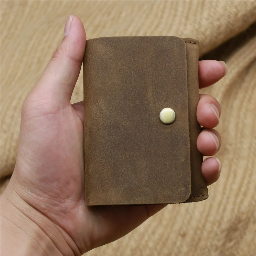 Genuine Leather Card Holder Wallet Minimalist Cowhide Leather Wallet Men for Cards