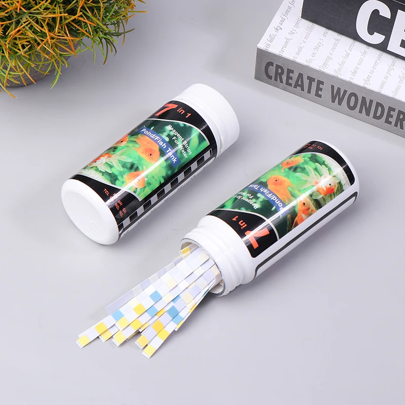 50/100Pcs 7 In 1 Aquarium Test Strips Fish Test Set Aquarium Water Hardness Strips Emergency Home Easy Testing