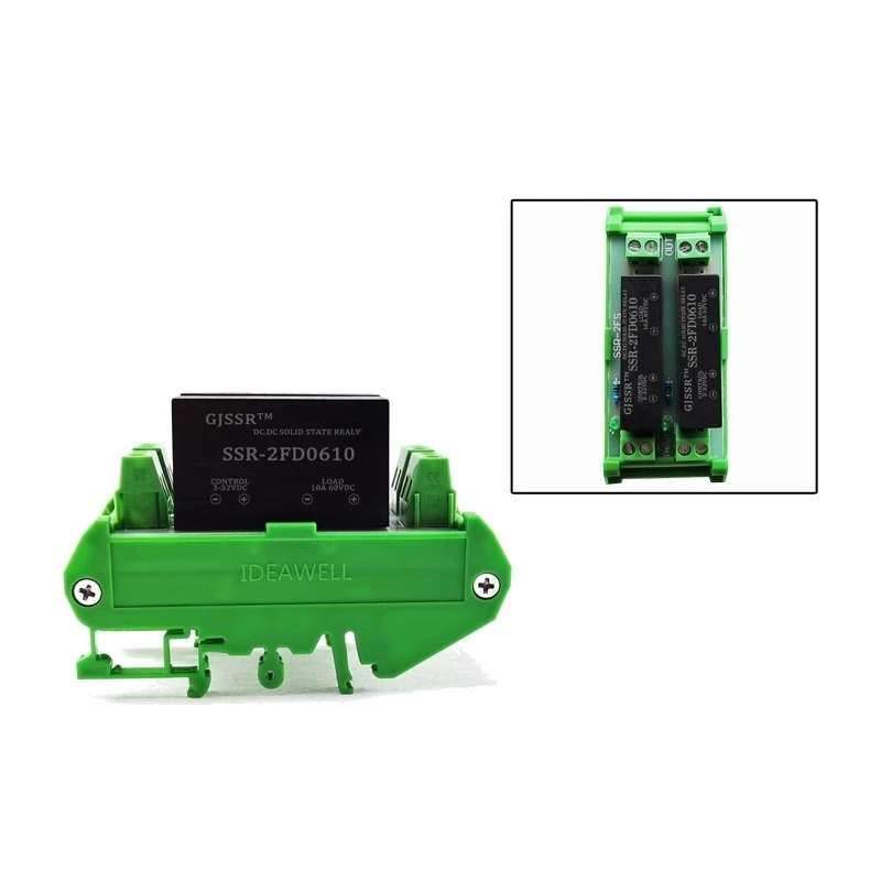 PCB rail type solid-state relay 10A 60VDC Single channel dual channel Guide rail circuit board module DC control DC