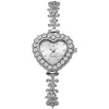 2PCS Set Women Watches Luxury Rhinestone Bracelet Ladies Heart Dial Quartz Wristwatches Dress Clock Montre Femme（Without Box ） 6