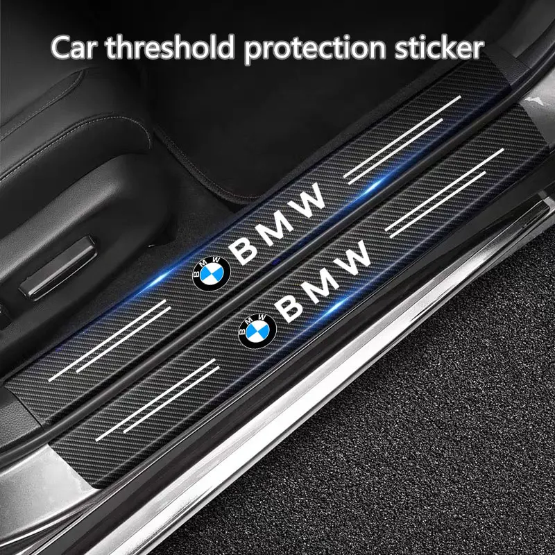 Car Threshold Scuff Plate Carbon Fiber Sill Protector Stickers For BMW M E30 E39 E46 E90 E93 E60 F10 M5 M6 M7 X4 Car Accessories