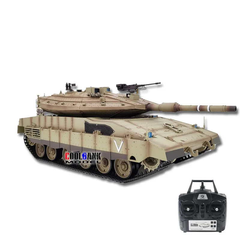 Henglong 3958 Israel Mecawa  MK4 Main Battle Tank Remote Control Electric Military Tank Model 1/16 Metal Track Boy Rc Toy Car 3
