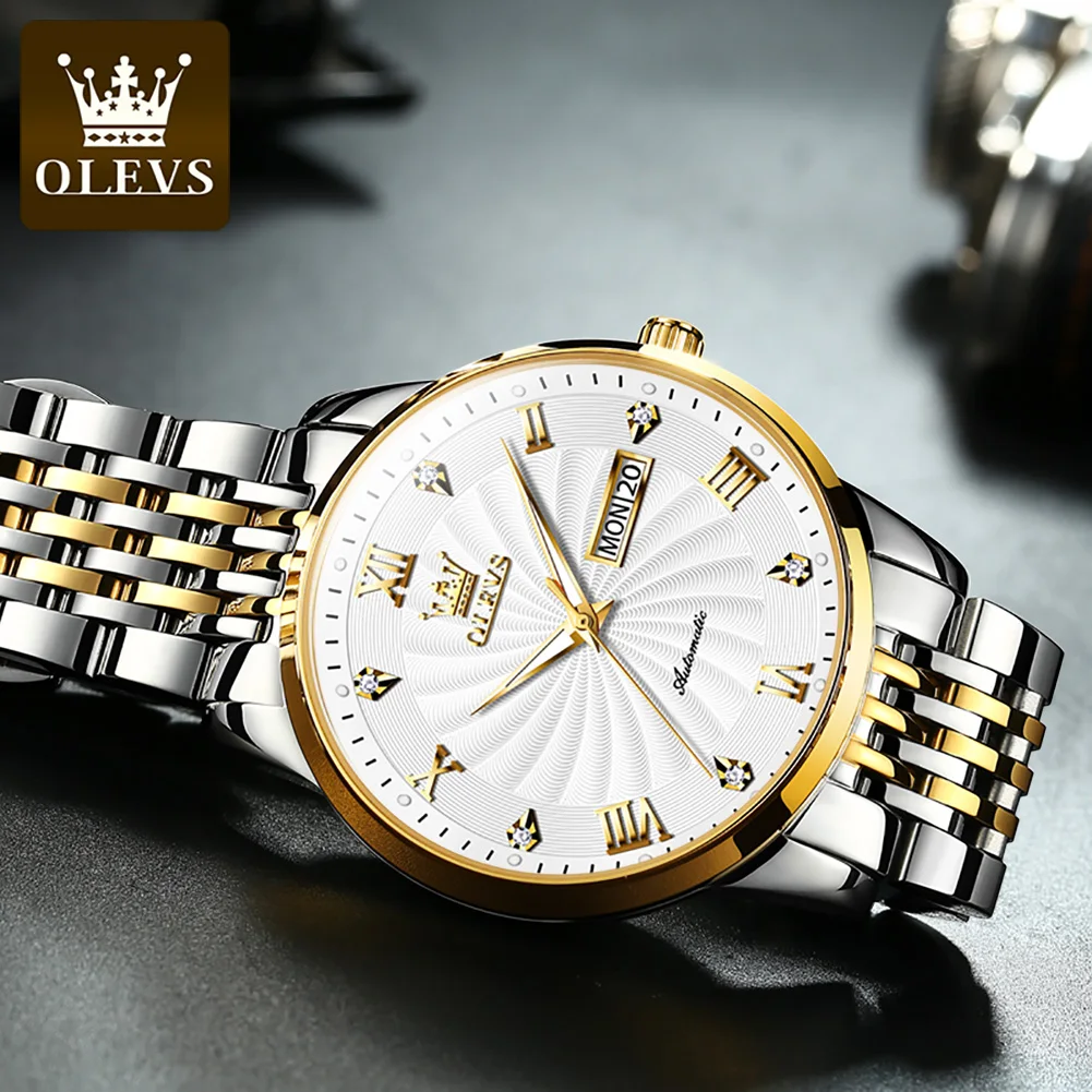 Mechanical Watch OLEVS Men Luxury Automatic Mechanical Business Male Watch Luminous Stainless Steel Waterproof montre homme 6630