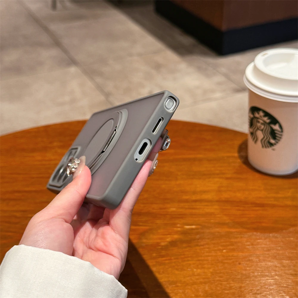 Matte Magnetic Shockproof Phone Case with 360° Rotating Ring