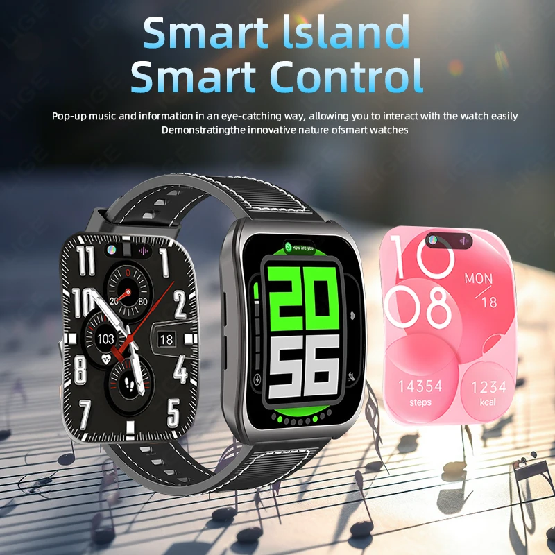 LIGE 2025 Dynamic Island Smart Watch 1.83" HD Voice Calling Men Sports Fitness Heart Rate Smartwatch Women Custom Dial Watches