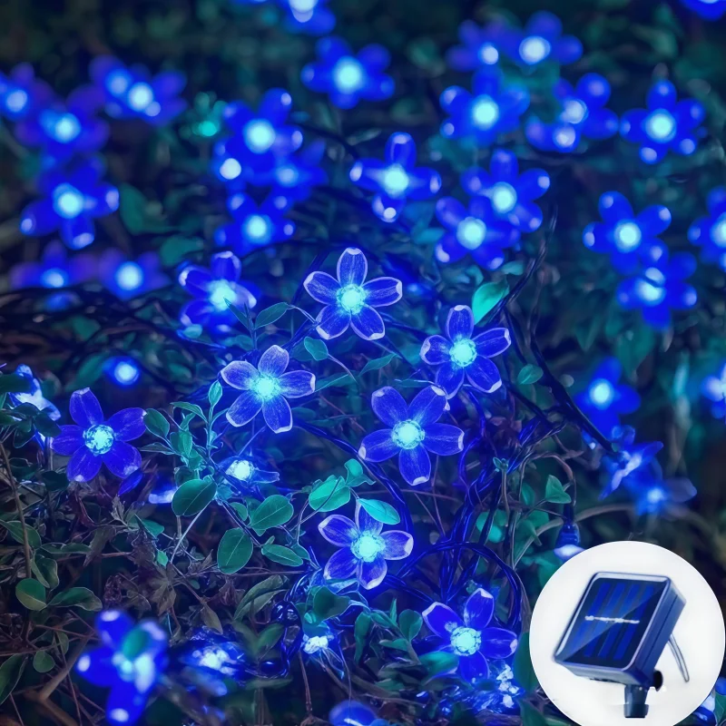Solar Cherry Blossom String Lights – Outdoor Waterproof Garden Garland Lights for Lawn, Pathway & Christmas Decoration 1