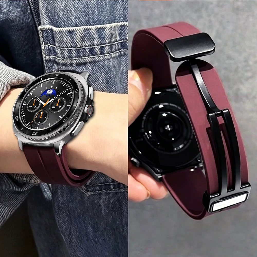 Magnetic Silicone Watch Strap with Secure Buckle - Versatile & Stylish Band