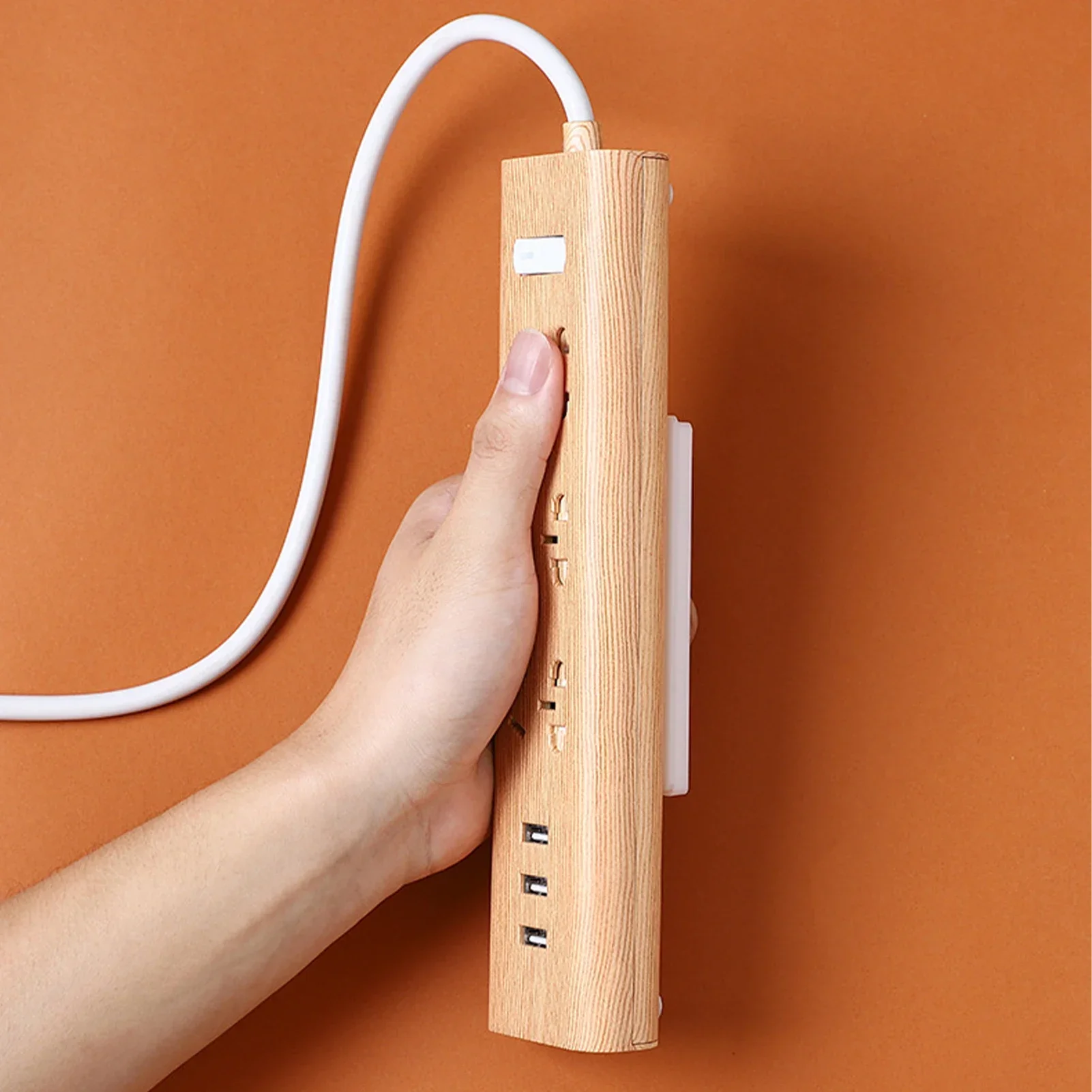 Description Picture 4 of itemSocket Holder Fixer Patch Wall Mounted Self-Adhesive PowerStrip Fixator Punch-free Plug Socket Organizer Multi-Purpose Hooks