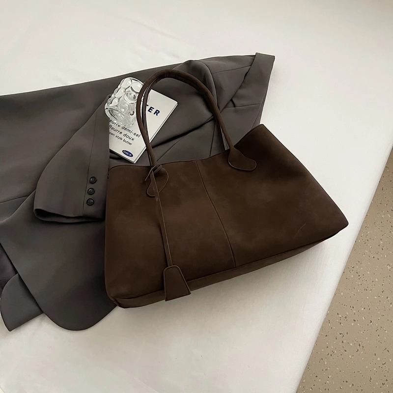 Faux Suede Shoulder Bag Trendy Work Bag Luxury Top Handle Bag Fashion Satchel Bag for Women Work Shopping Travel