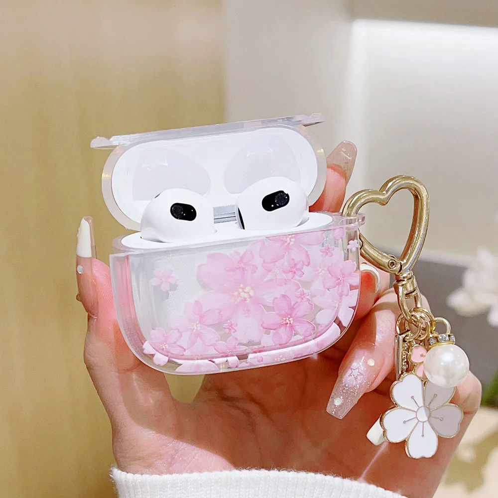 Cute Sakura Pink Case For AirPods Pro 2nd Soft Silicone Clear