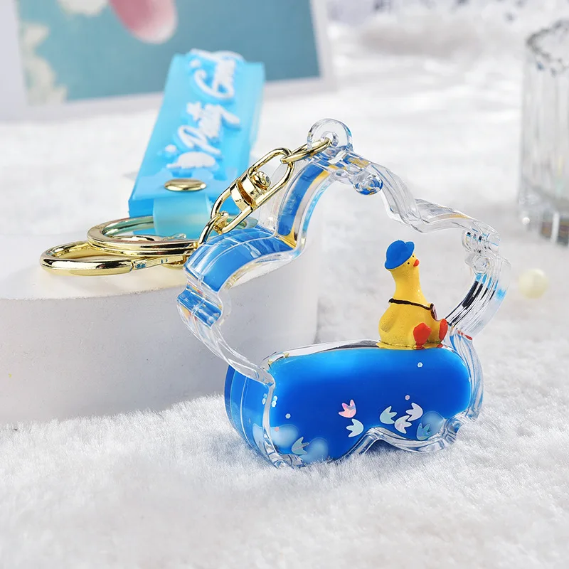 Creative Funny Crooked Duck Liquid Keychain Cartoon Floating