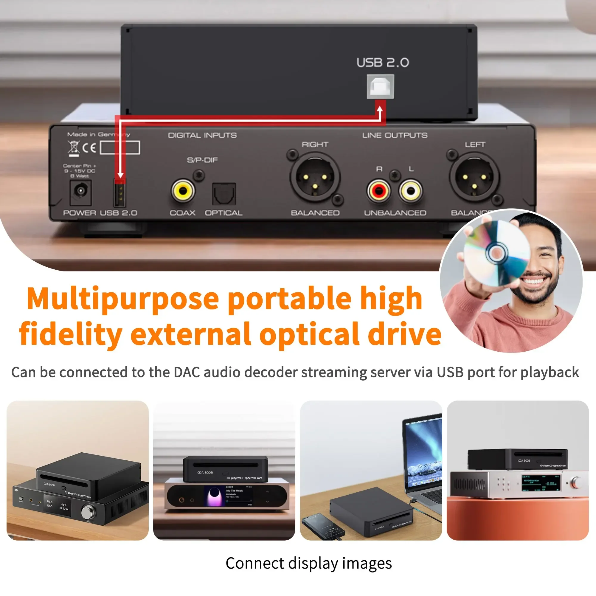 CM CDA-300B Lossless HIFI Fever Grade Nex CD Player Ripper Rom for Home Car Track Grabbing Optical Drive