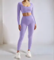 2PCS Yoga Suit Women Sports Set Quick-Drying Gym Set Tracksuit Running Workout Long Sleeve Sports Shirt Yoga Set Yoga Clothing - Image 3