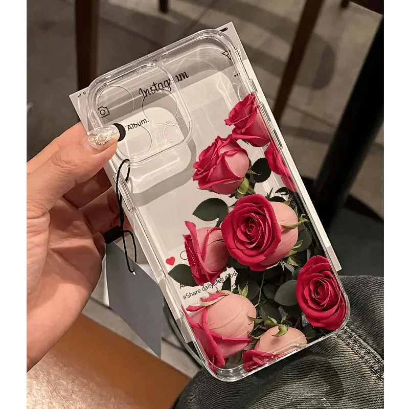 Lotus Rose Flower Clear Phone Case