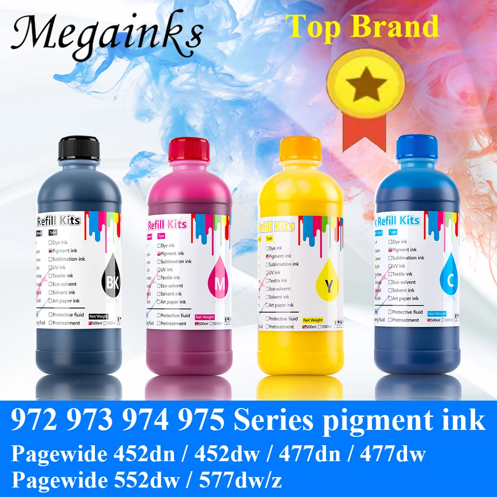 

500ml*4 Refill pigment ink kits For HP pagewide 352dw 377dw 452dw 452dn 477dw 477dn 552dw 577dw P55250dw P57750dw printer CISS