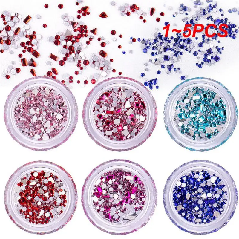 

1~5PCS New Nail Drill Unique Design Rhinestone Accessories Transparent Round Box Mixed New Products