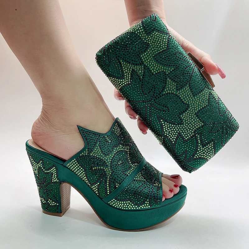 Fashionable Top Italian Designers 2023 Luxury And Elegant Clutch Bag Bright Diamond Summer Party Women's Shoes With High Heels