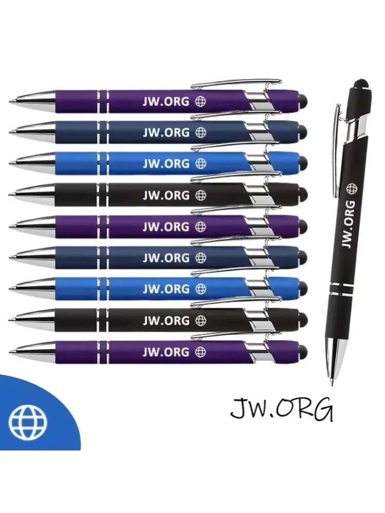 11-teiliges Metall-Kugelschreiber-Set mit Gravur von "JW.ORG" und Erdkugel-Design, perfektes Bürogeschenk. – Detail 4