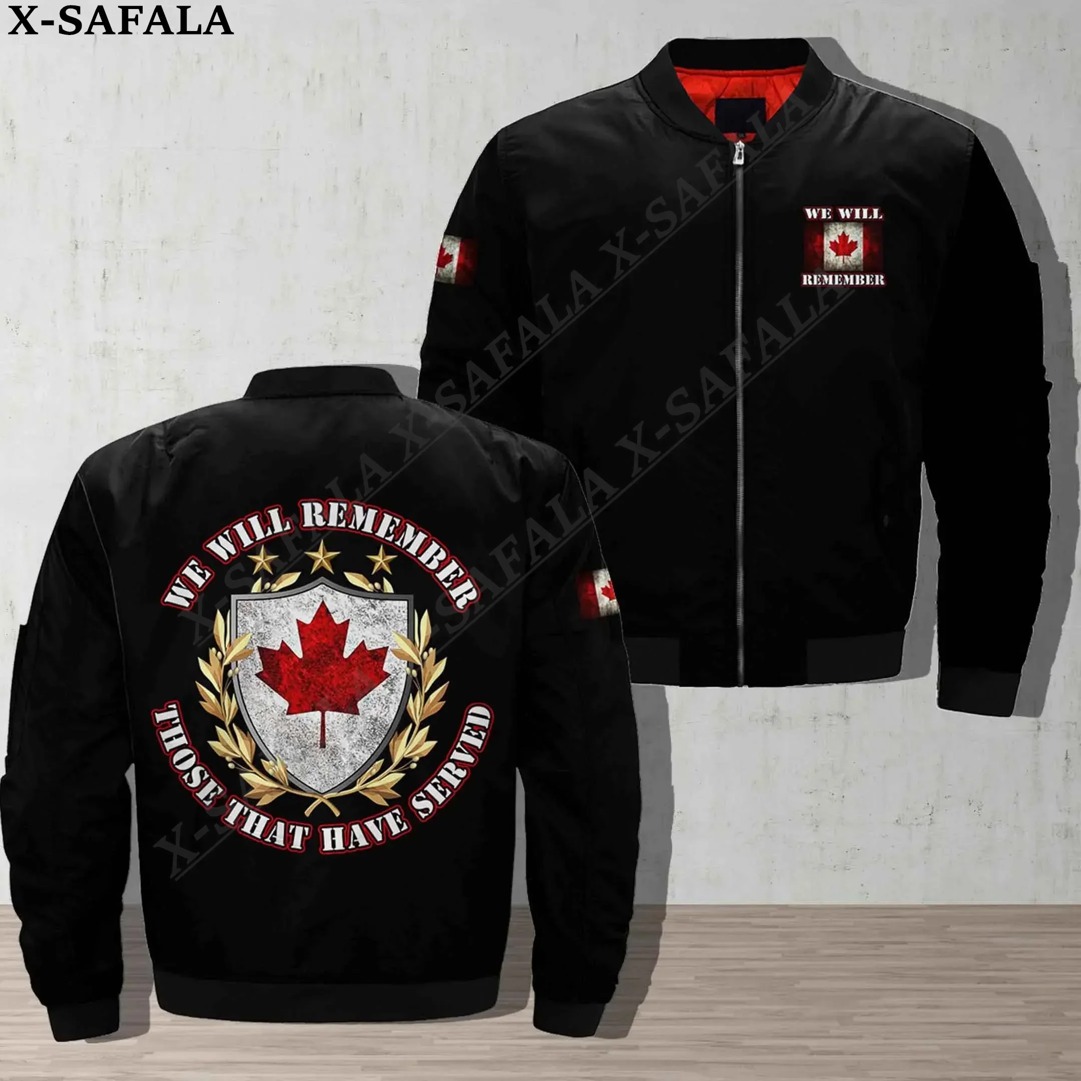 

Canadian Army Canada Veteran 3D Bomber Jackets Zipper Jacket Casual Thick Coat Unisex Harajuku Men Women Streetwea-2