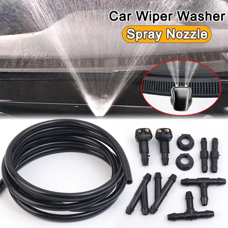 Hot Car Auto Windshield Washer Hose Wiper Blade Pipe Jet Spray Nozzle Water Fluid Tube Joiner Connector Replacement Kit 2