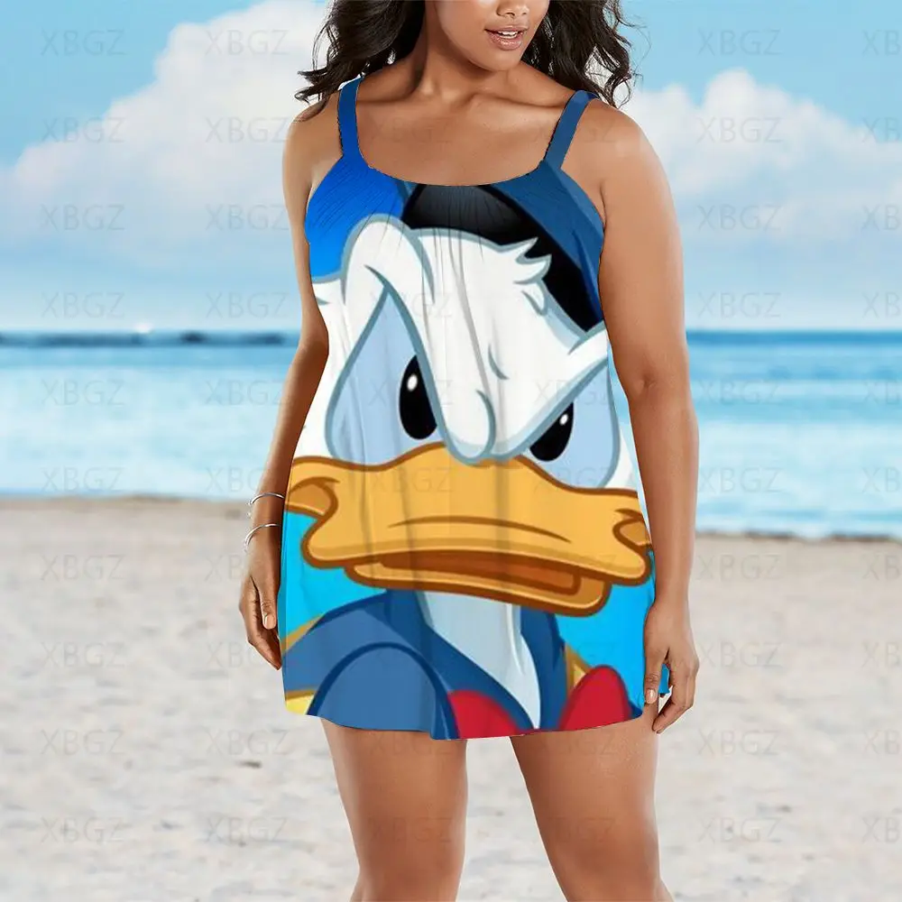 Donald Duck Summer Dresses Woman 2022 Plus Size Outfits Boho Cartoon Chic  Elegant Dress Disney Women Beach Sling Print Sexy 9XL - AliExpress, image size:1000x1000