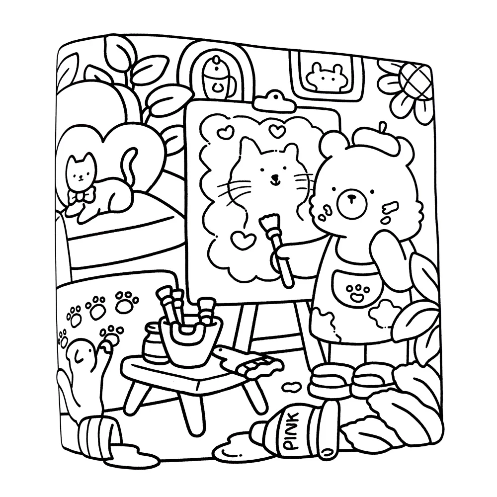 Cozy Friends Coloring Book - Deluxe Edition Paint-By-Number Kits, Stress Relief & Relaxation, Ideal for Holidays & Birthdays 6