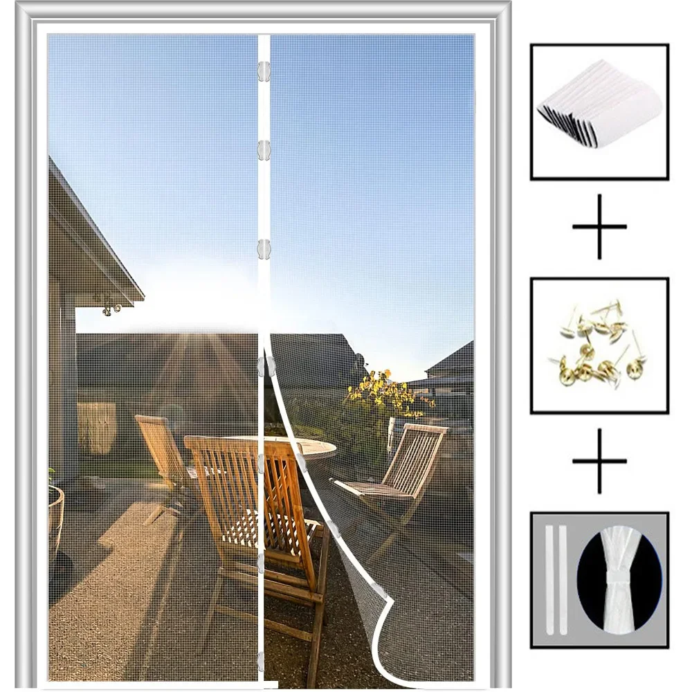 Magnetic Mosquito Door Screen Curtain - Automatic Closing Anti-Bug Fly Insect Mesh Net for Indoor Summer Protection