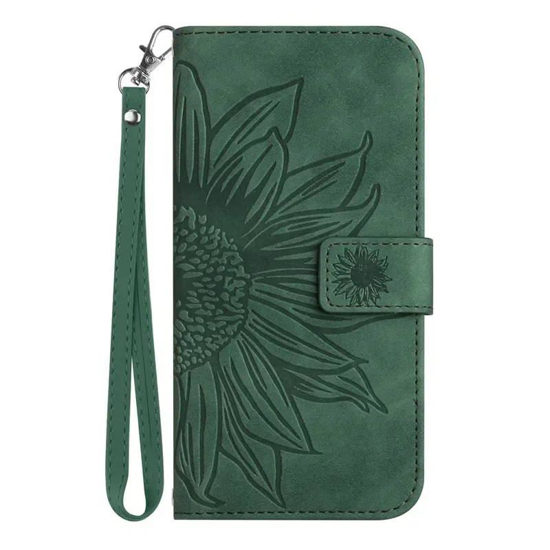 Sunflower Flip Cover Leather Phone Case with Pattern Design