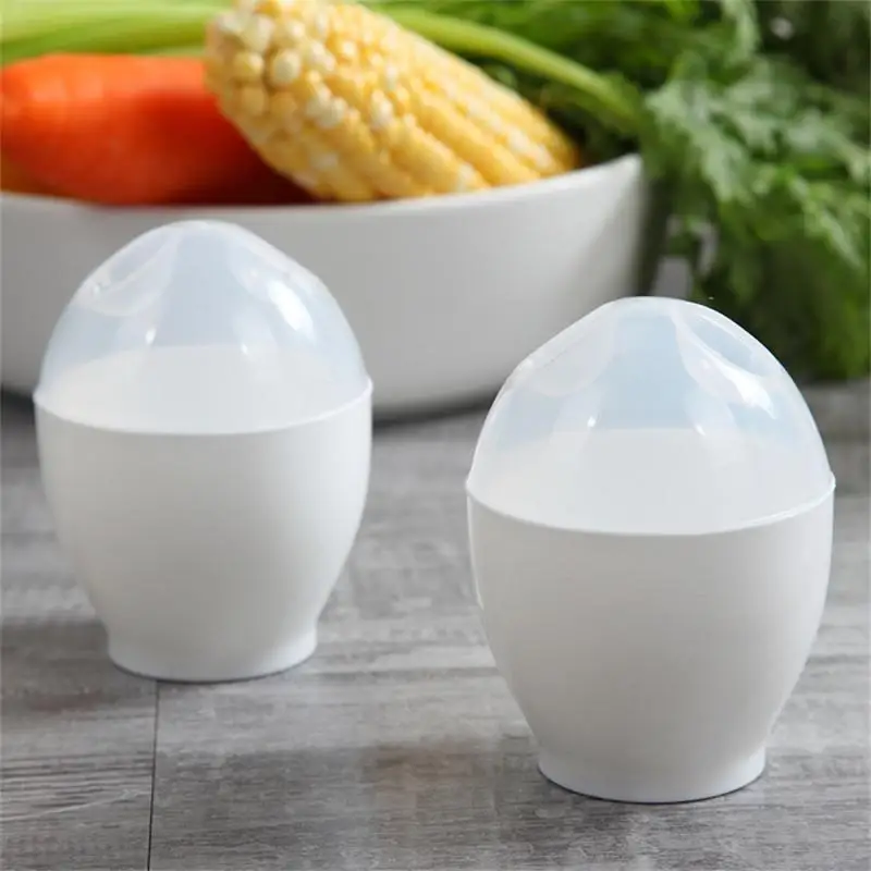 2PCS Egg Steamer Cooker Cute Mini Microwave Egg Steamer Breakfast Convenient Nutritious Cup White Separator Tools egg cooker,egg boiler mold cup