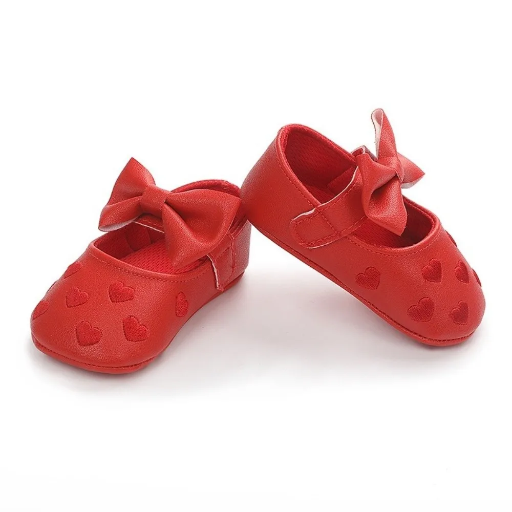 Non-slip Leather Baby Shoes Cute Appearance Soft Material Newborn First Walkers Love Bow Breathable Toddler Shoes First Steps