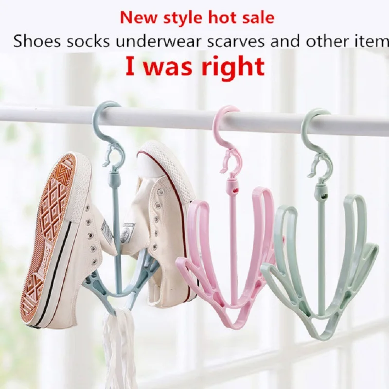 

Multifunctional Shoes Drying Hanger Drying Rack Windproof Rotatable Balcony Scarf Necktie Shoe Hanging for Home Storage Organize