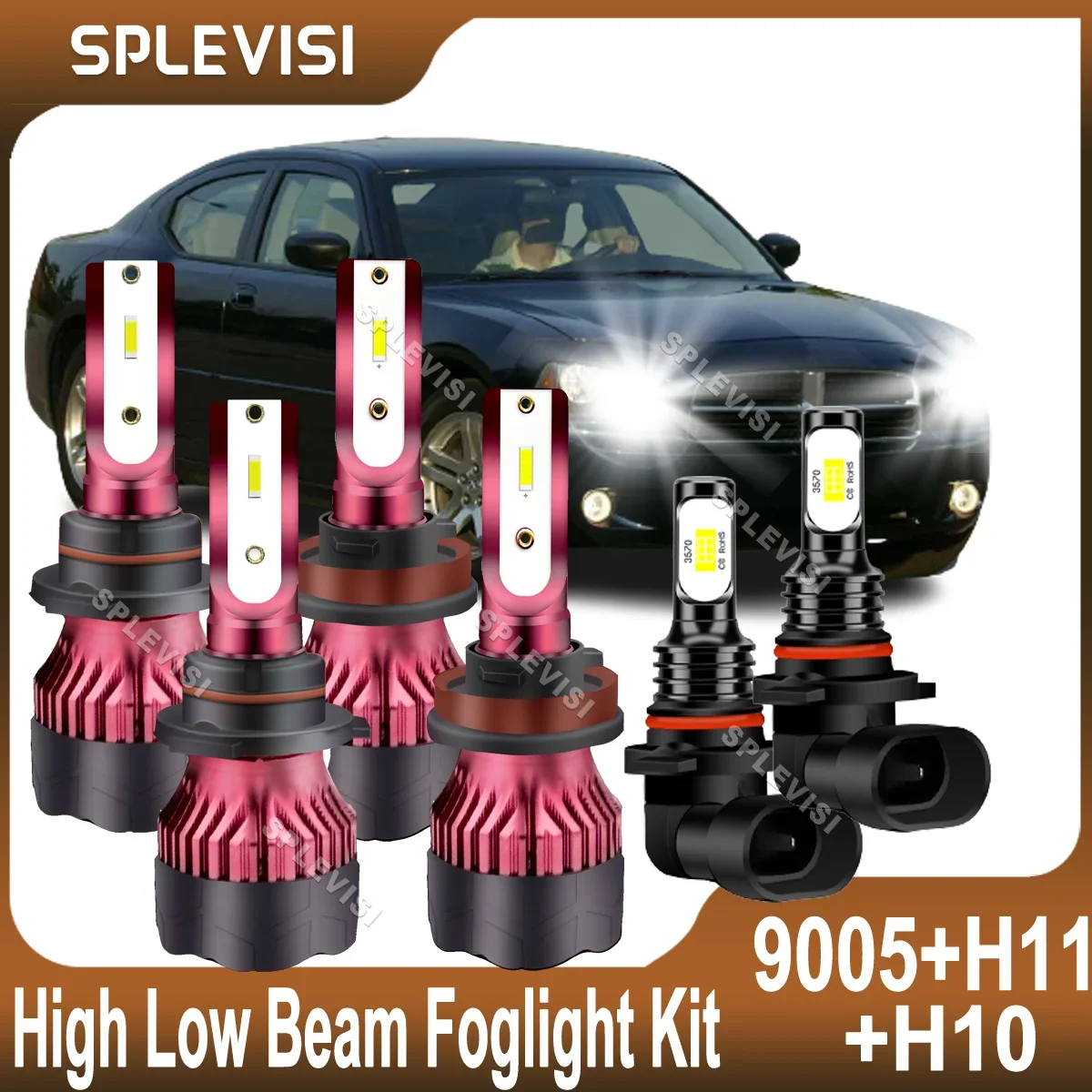 

9005/HB3 H11 LED Headlight Bulbs Kit High/low Beam +9145 Foglamp Combo For Dodge Charger 2006 2007 2008 Ram 1500 2500 3500 White