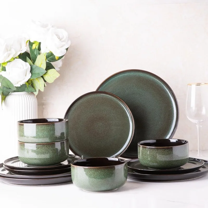 Ceramic Dinnerware Sets 12-Piece Plates and Bowls ceramic dinnerware set