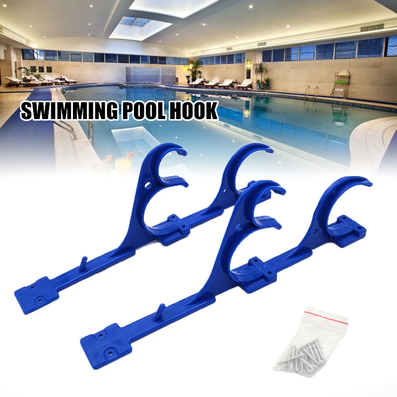 

1PAIR Aluminum Swimming Pool Pole Hanger Plastic Durable Multi Purpose Hooks Kit For Leaf Rakes Skimmers Vacuum Hoses