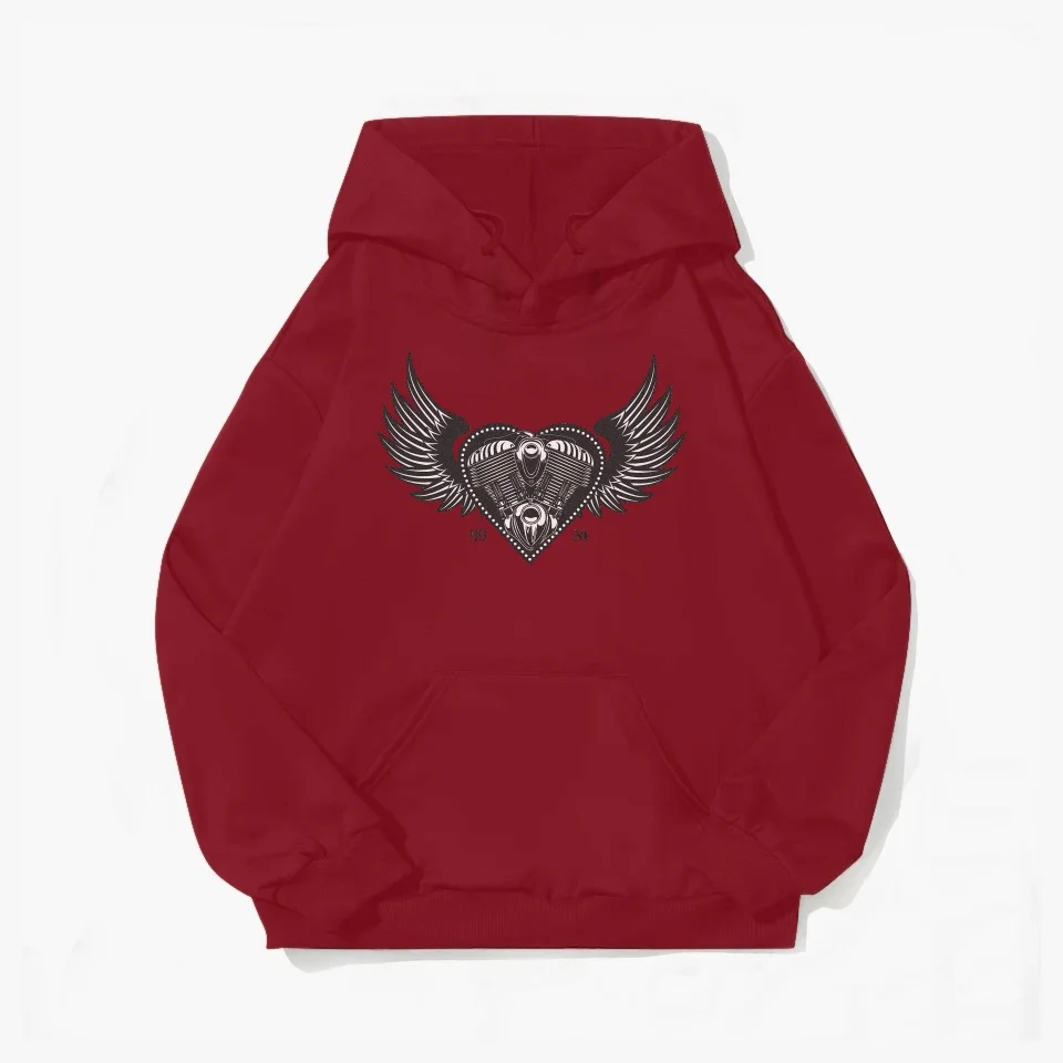 

Wings Of Love Print Men's Tops 2024 Valentine's Day Y2K Casual Retro Polyester Hoodie Long Sleeve Pocket Hooded Sweatshirt
